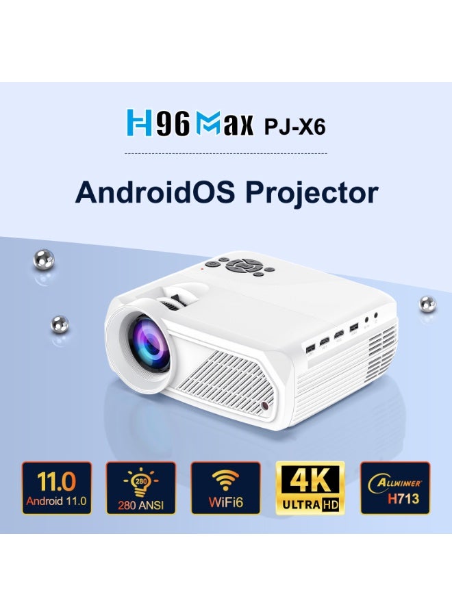 H96 Max بروجيكتور ذكي كلاسيكي H96 ماكس دقة 4K كاملة HD 1080P محمول أندرويد 11.0 واي فاي 6 بلوتوث 5.4 تصحيح كاينستون تلقائي 4 نقاط ضوضاء منخفضة طرق تثبيت متعددة: مسطح، حامل ثلاثي، سقف - Image 5